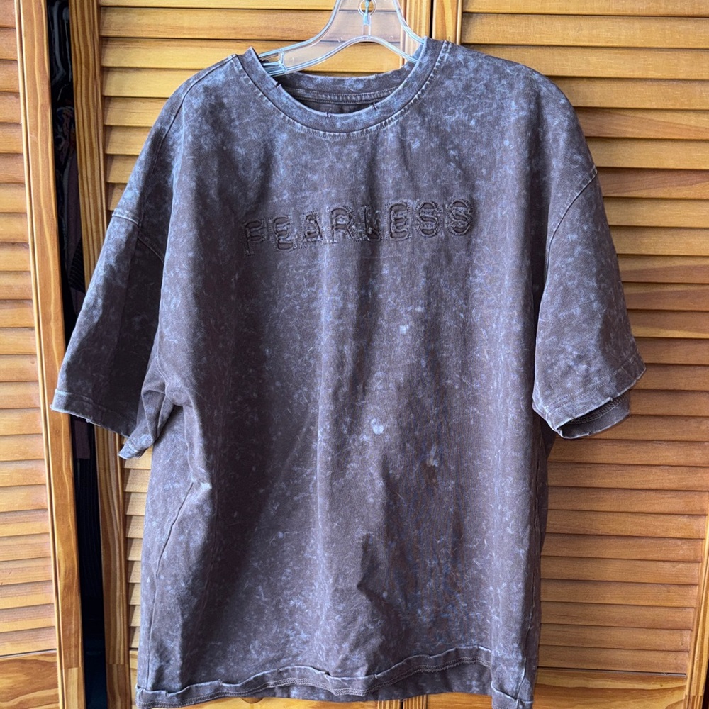 Brown Men's Fearless size XL acid wash oversized t shirt copper rivet brand